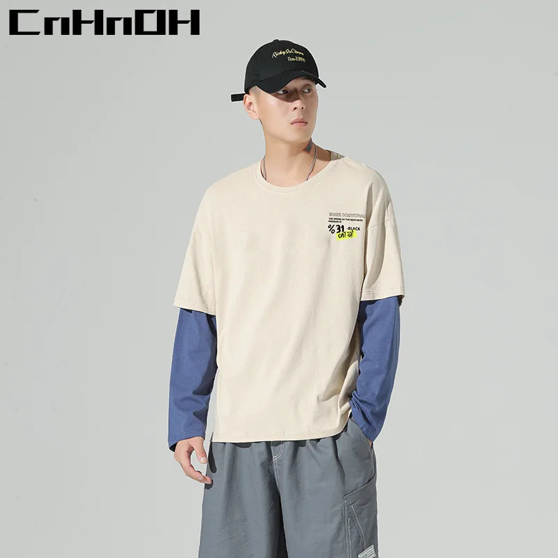 Мужская футболка CnHnOH из двух частей с длинным рукавом весна-осень 2022 японский