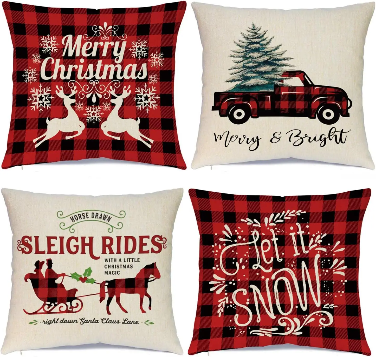Christmas Pillow Covers 18x18 Inches Set of 4 Xmas Series Cushion Covers Pillow Cases Square Pillowcases for Sofa Bed Decoration
Christmas Pillow Covers 18x18 Inches Set of 4 Xmas Series Cushion Covers Pillow Cases Square Pillowcases for Sofa Bed Decoration
