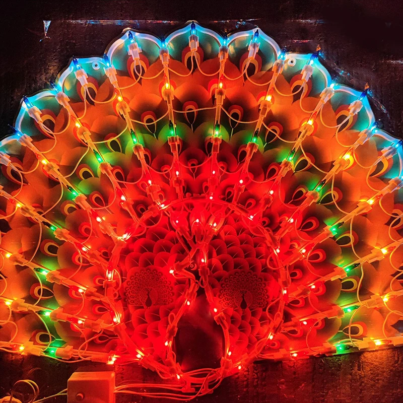 

Christmas LED Peacock Lamp Colorful Love Flower Led Fairy String Lights Festival Party Layout Hotel Chandelier Light Decorative