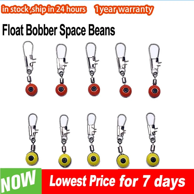 

100PCS Fishing Float Bobber Stops Wobbler Space Beans Clip Connector Interlock Sea Fishing Saltwater Metal Plastic Tools Tackle