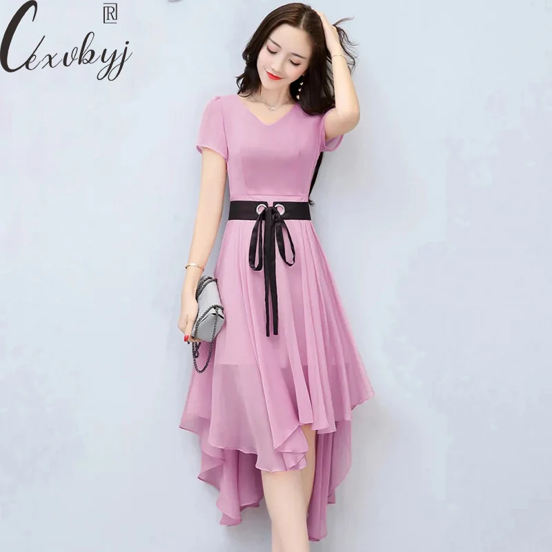 Шифоновое платье с асимметричным подолом и поясом, женское Элегантное летнее платье-трапеция с коротким рукавом, однотонное облегающее пла... 
Шифоновое платье с асимметричным подолом и поясом, женское Элегантное летнее платье-трапеция с коротким рукавом, однотонное облегающее пла...