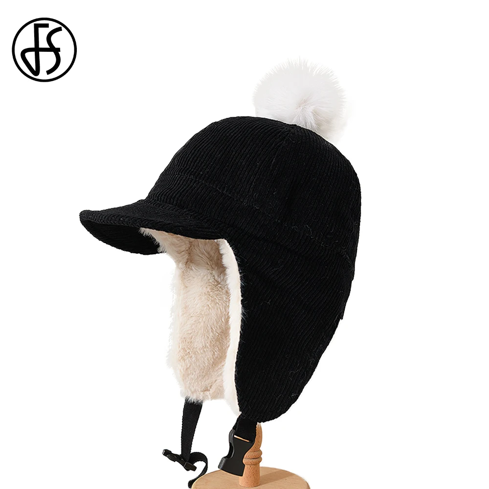 

FS 2022 New Winter Plush Ear Protection Hats Outdoor Thickening Warm Bomber Hat Cycling Men Khaki Lamb Wool Lei Feng Cap Gorros