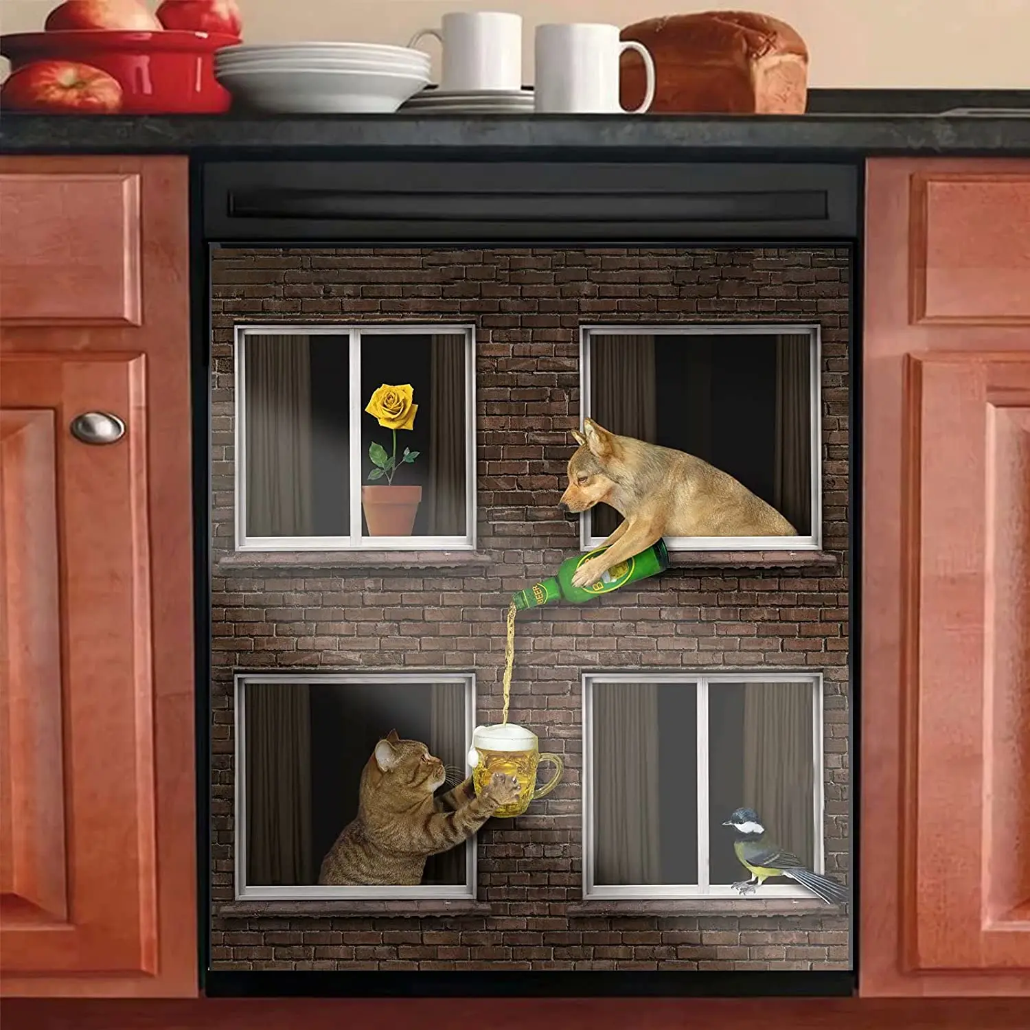 Funny Cat with Dog Magnetic Dishwasher Door Cover Sheet,Vinyl Decorative Panel Decal for an Instant,Kitchen Dishwasher Sticker,E
Funny Cat with Dog Magnetic Dishwasher Door Cover Sheet,Vinyl Decorative Panel Decal for an Instant,Kitchen Dishwasher Sticker,E