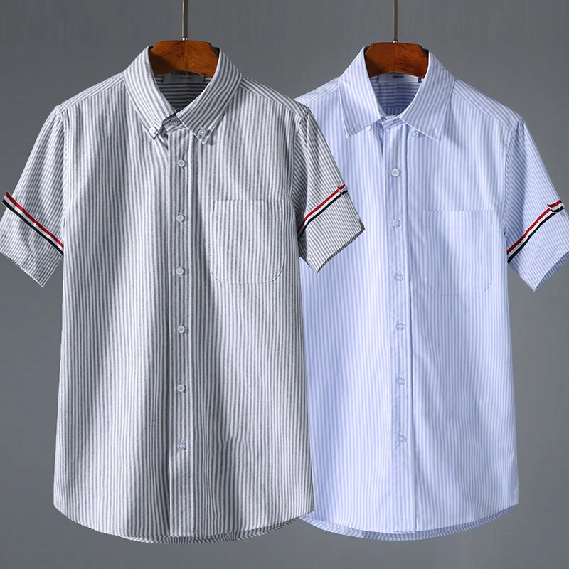 TB THOM Short Shirt Men's Sleeves RWB Striped Quality Women's Shirt Luxury Brand Fashion Korean Design Cotton Oxford Shirt
TB THOM Short Shirt Men's Sleeves RWB Striped Quality Women's Shirt Luxury Brand Fashion Korean Design Cotton Oxford Shirt