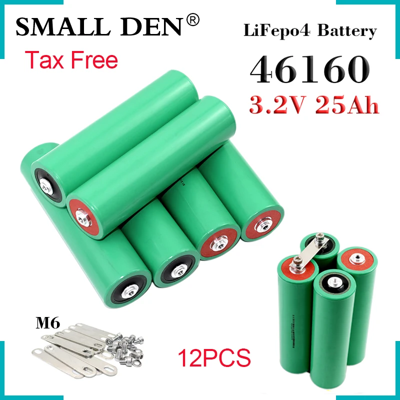 New 3.2V 25Ah 12PCS 46160 Lifepo4 Battery Pack 5C High Power For 12V 24V Electric Car Motorcycle Tricycle RV Car Starter Solar
New 3.2V 25Ah 12PCS 46160 Lifepo4 Battery Pack 5C High Power For 12V 24V Electric Car Motorcycle Tricycle RV Car Starter Solar