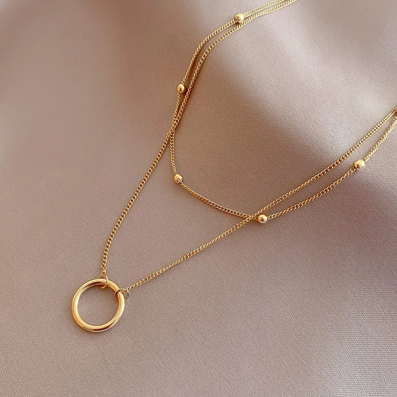 New Circle Simple Double Layers Necklace For Women's Ins Cold Wind Pendant Luxury Gold Color Jewelry accessories Gift For Women
New Circle Simple Double Layers Necklace For Women's Ins Cold Wind Pendant Luxury Gold Color Jewelry accessories Gift For Women
