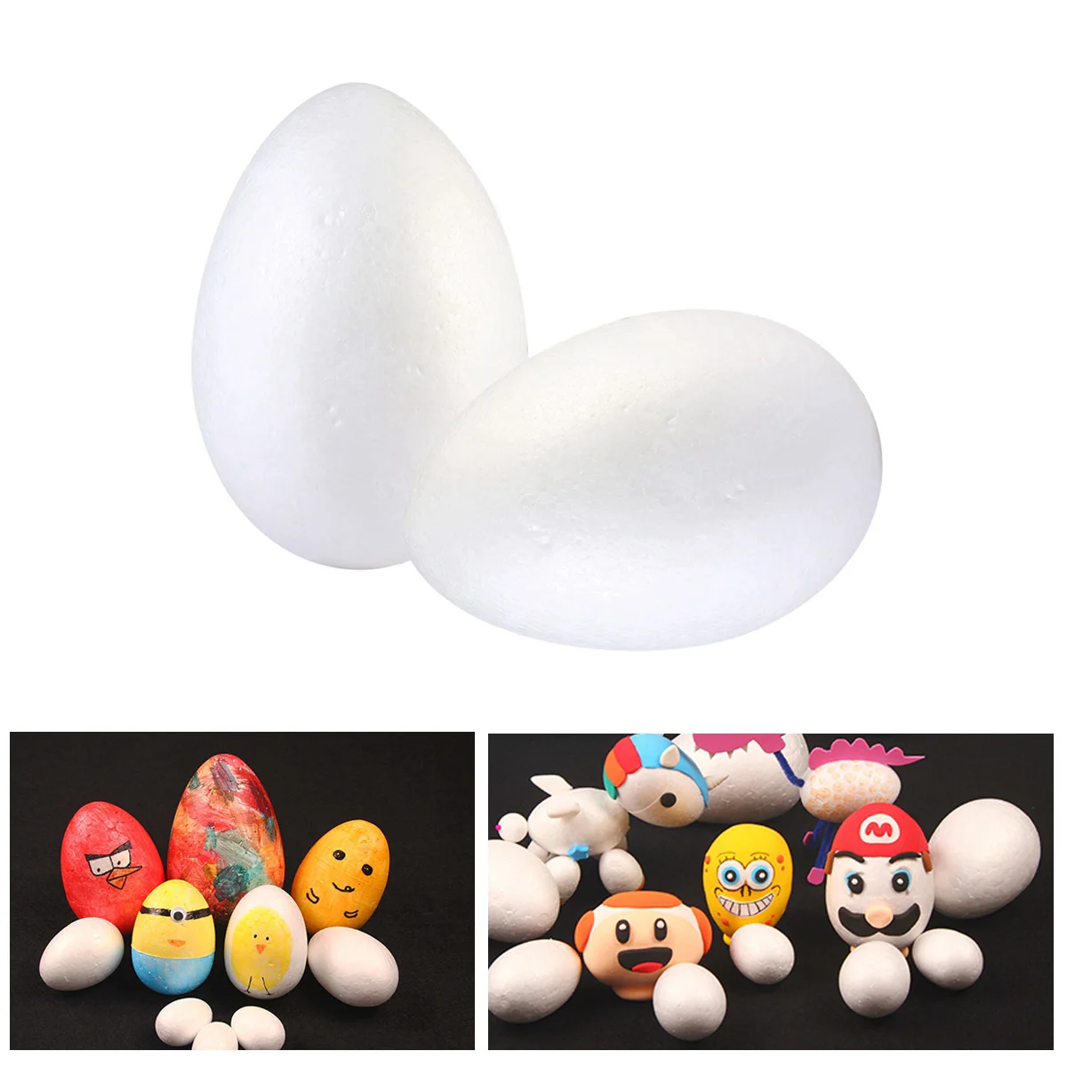 

2pcs Eggs Foam Polystyrene Egg Shapes Egg Ornaments ( White 20cm )