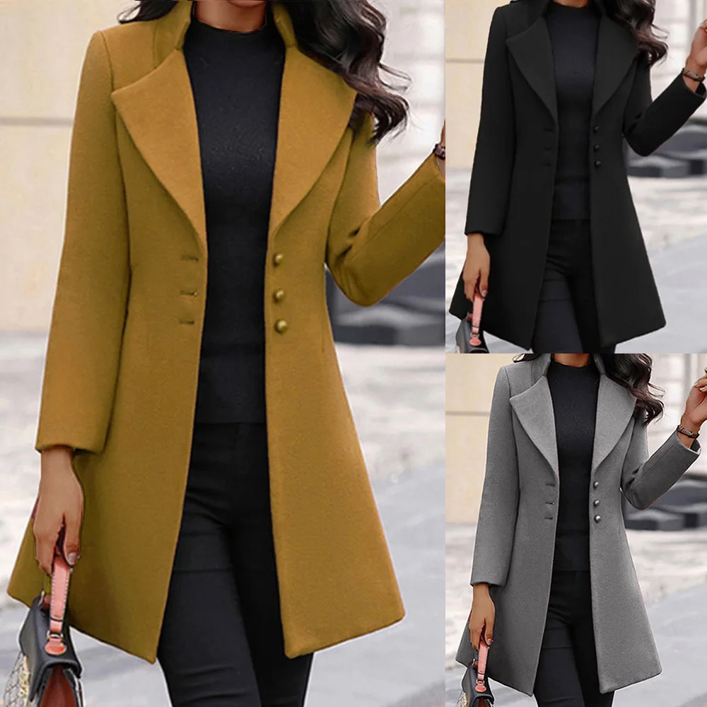 Women's 2023 Temperament Mid length Women's Coat Single breasted Slim Fit Polo Coat
Women's 2023 Temperament Mid length Women's Coat Single breasted Slim Fit Polo Coat