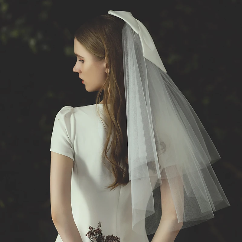 V727 Elegant Wedding Bridal Veil Two-Layer Soft Tulle Satin Bow Shoulder White Brides Veil Women Marriage Accessories
V727 Elegant Wedding Bridal Veil Two-Layer Soft Tulle Satin Bow Shoulder White Brides Veil Women Marriage Accessories