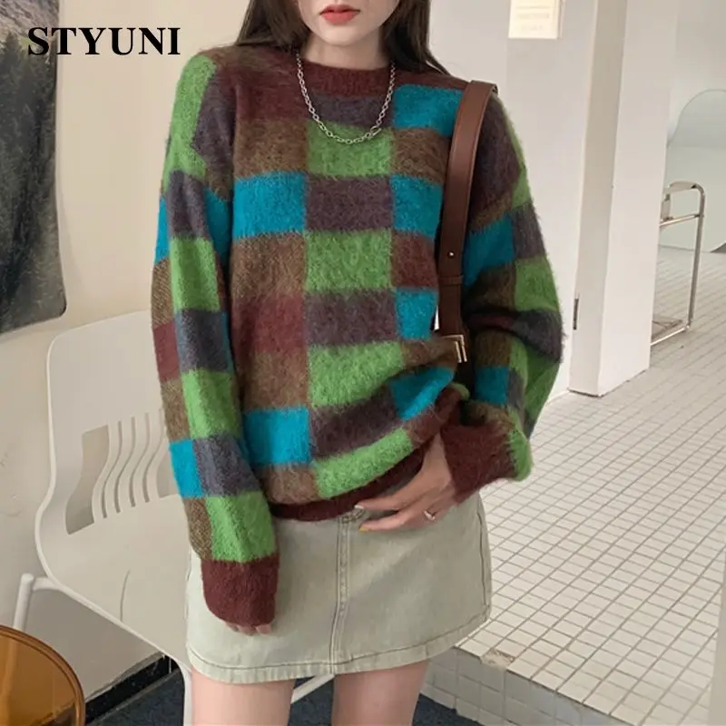 Plaid Vintage Round Neck Mink Cashmere Soft Warm Winter Knitted Women's Sweater Chic Long Sleeve Loose Ladies Pullovers Jumpers
Plaid Vintage Round Neck Mink Cashmere Soft Warm Winter Knitted Women's Sweater Chic Long Sleeve Loose Ladies Pullovers Jumpers