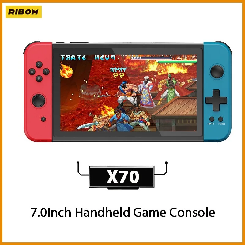 New X70 2022 Retro Handheld Game Console 7.0Inch HD Screen 64G 6000Games Extension Controller HD Output Retro Video Game Console
New X70 2022 Retro Handheld Game Console 7.0Inch HD Screen 64G 6000Games Extension Controller HD Output Retro Video Game Console