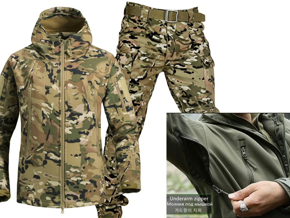 Outdoor Shark Skin Soft Shell Warm Autumn and Winter Flocking Underarm with Zipper Comprehensive Tactical Training Jacket Suit
Outdoor Shark Skin Soft Shell Warm Autumn and Winter Flocking Underarm with Zipper Comprehensive Tactical Training Jacket Suit