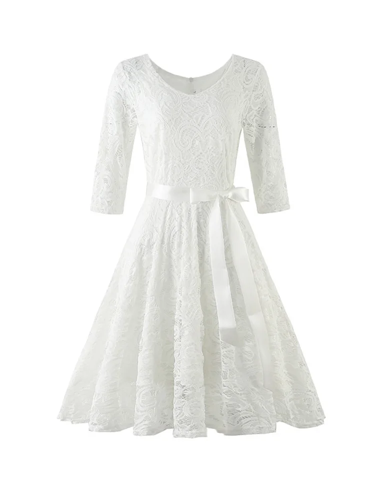 Retro Elegant 2022 New Elegant Lace Evening Party Dress Women V-neck 3/4 Sleeve Sashes Dress Ladies Vintage Big Swing Midi Dress
Retro Elegant 2022 New Elegant Lace Evening Party Dress Women V-neck 3/4 Sleeve Sashes Dress Ladies Vintage Big Swing Midi Dress