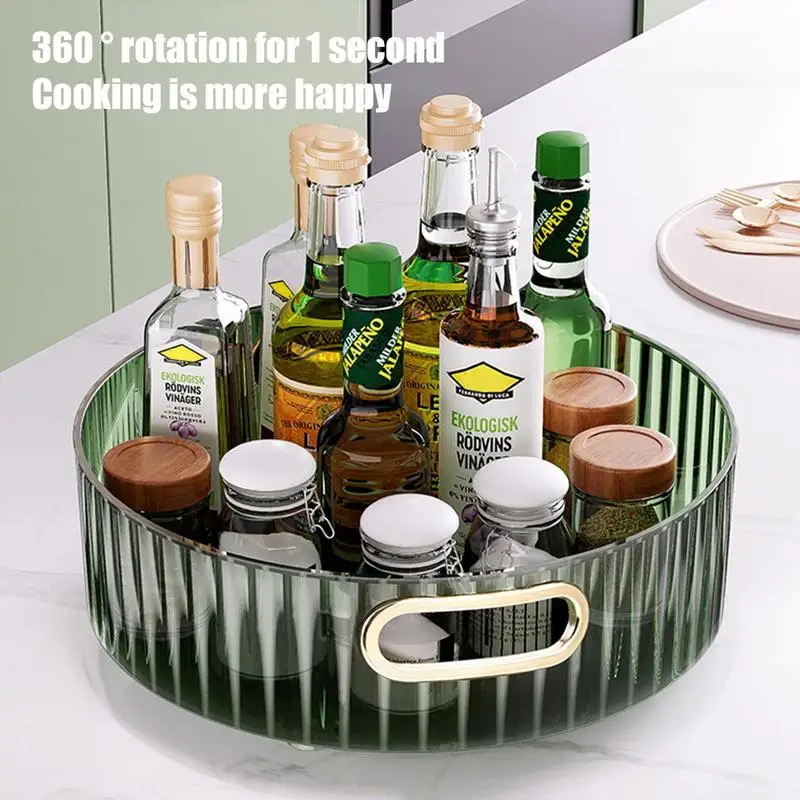 

360 Rotation Non-Skid Spice Rack Pantry Cabinet Turntable with Wide Base Storage Bin Rotating Organizer for Kitchen Seasoning