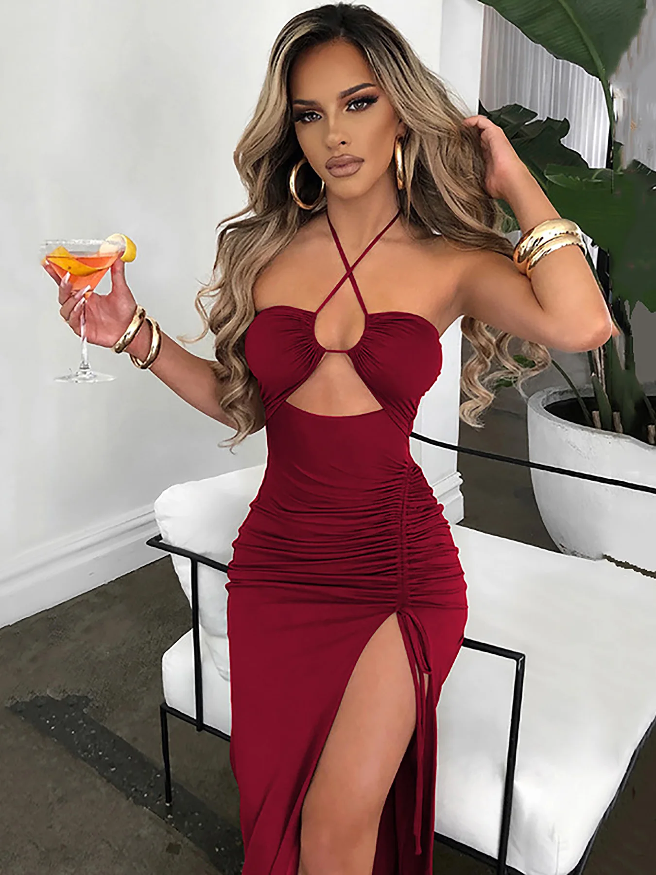 Forefair Drawstring Halter Hollow Out Long Dress Women Sexy Sleeveless Backless Night Club Party Ruched High Split Maxi Dresses
Forefair Drawstring Halter Hollow Out Long Dress Women Sexy Sleeveless Backless Night Club Party Ruched High Split Maxi Dresses