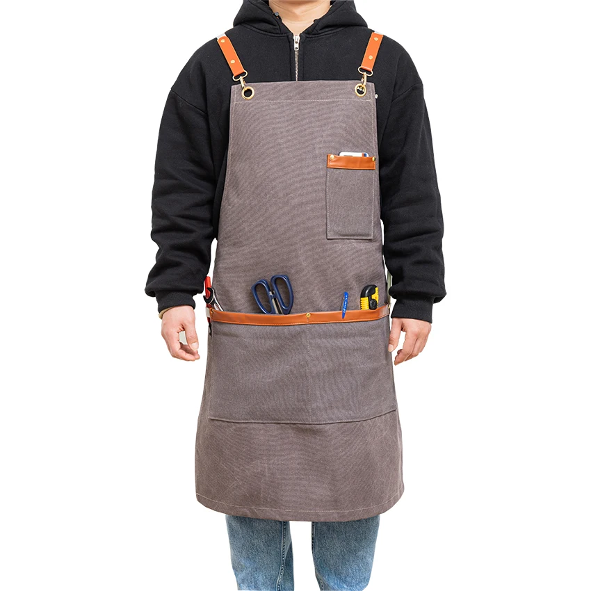 

2022 New Fashion Adjustable leather Cooking Kitchen Apron For Woman Men Chef Waiter Cafe Shop BBQ Hairdresser Aprons bib smock