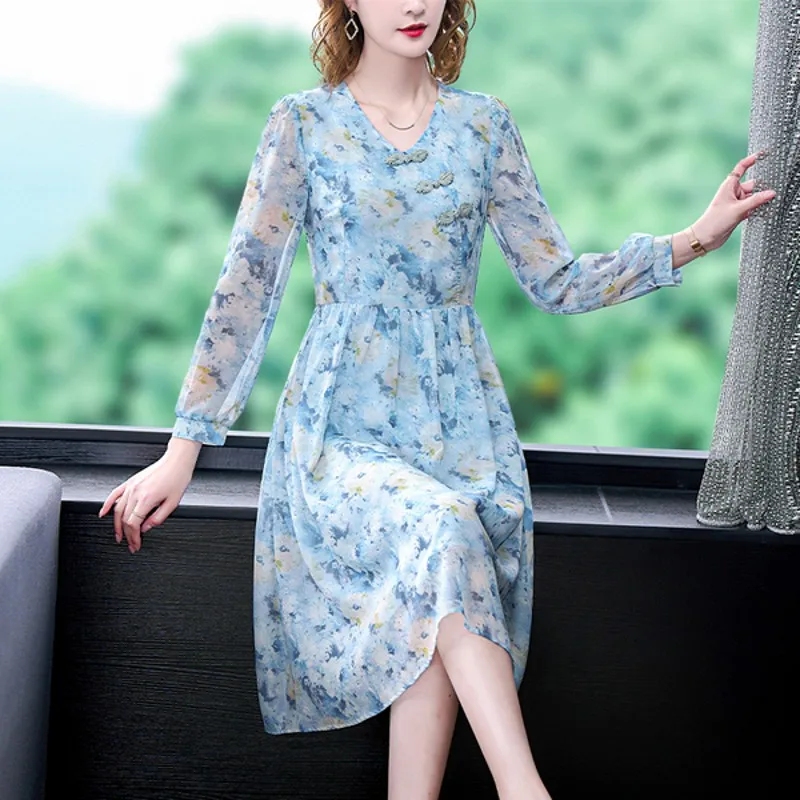 2022 Spring Summer Blue Chiffon Print Dress Women New Elegant Dresses V-neck Casual Dress Vestidos
2022 Spring Summer Blue Chiffon Print Dress Women New Elegant Dresses V-neck Casual Dress Vestidos