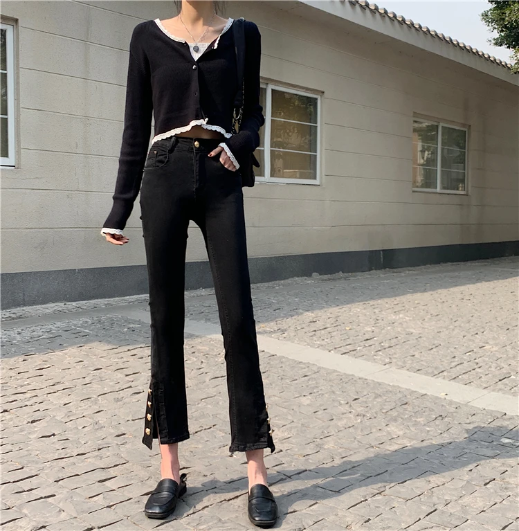 N0616 Jeans women's slim high waist spring and autumn new style split trousers jeans 
N0616 Jeans women's slim high waist spring and autumn new style split trousers jeans