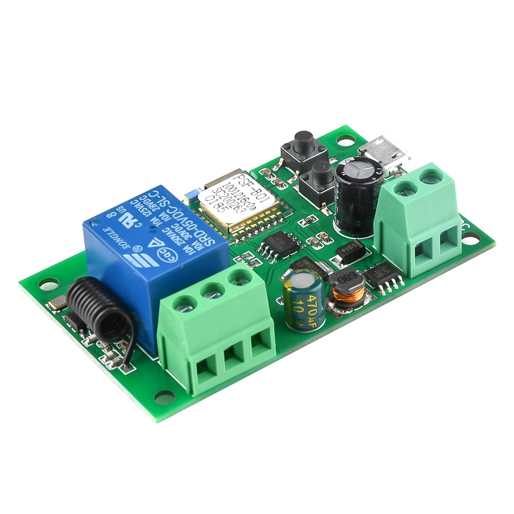 433MHZ 1CH WiFi Switch Relay Timer USB 5V DC7-32V Wireless Remote Control Smart WiFi Relay Module Jog Support Remote Control
433MHZ 1CH WiFi Switch Relay Timer USB 5V DC7-32V Wireless Remote Control Smart WiFi Relay Module Jog Support Remote Control