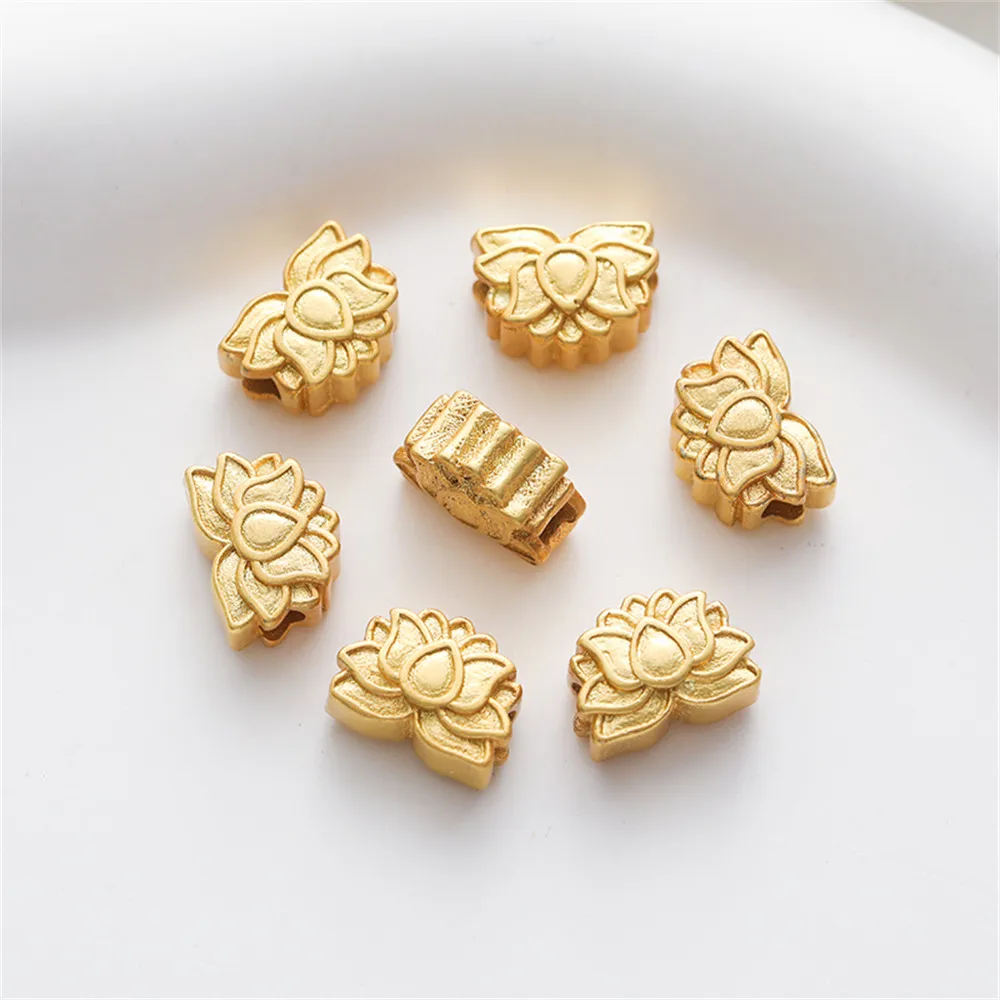 18k gold clad matte gold double-sided pattern lotus flower vintage beads 8x10mm through hole diy jewelry loose beads
18k gold clad matte gold double-sided pattern lotus flower vintage beads 8x10mm through hole diy jewelry loose beads