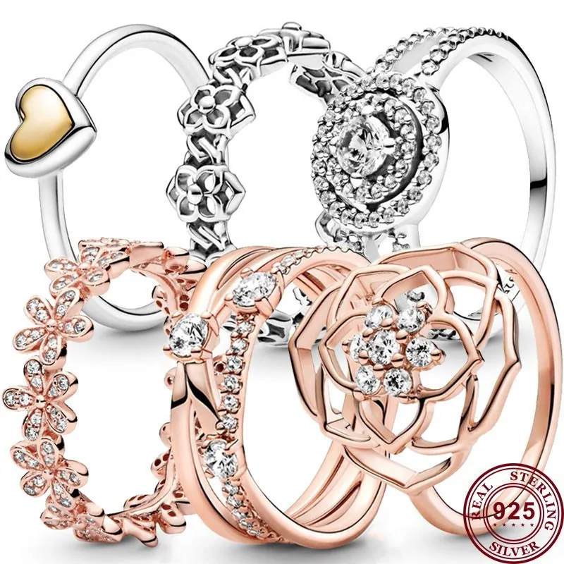 New Hot 925 Silver Exquisite Rose Heart Crystal Women's Classic Logo Ring Wedding High Quality DIY Fashion Charm Jewelry
New Hot 925 Silver Exquisite Rose Heart Crystal Women's Classic Logo Ring Wedding High Quality DIY Fashion Charm Jewelry