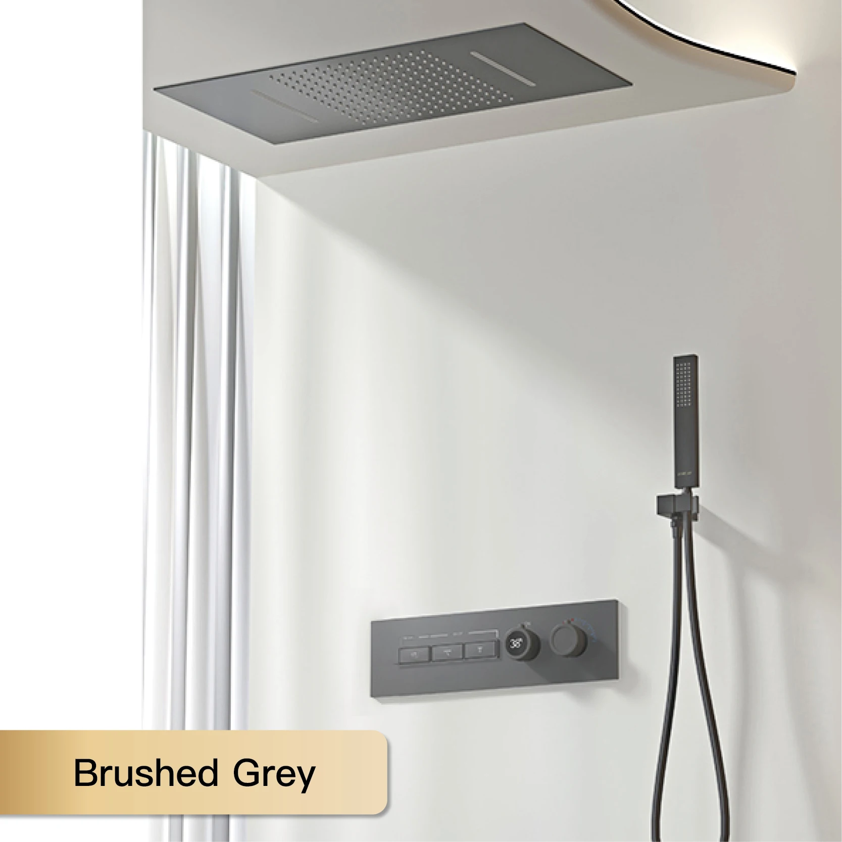 Душевая система Aitana чёрная латунная квадратная 
Душевая система Aitana чёрная латунная квадратная