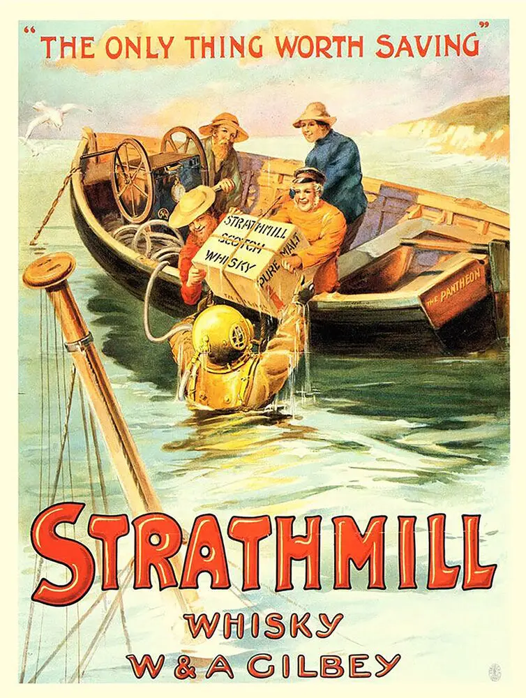 

Vintage Strathmill Whiskey Ad Reproduction Metal Sign Bar Decor