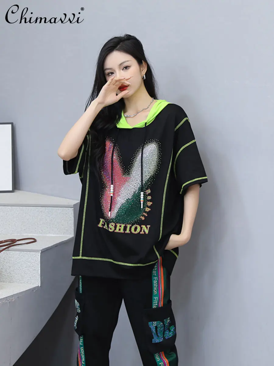 Hooded T-shirt Large Size 2023 Summer New Fashion Slimming Patchwork Short-Sleeved T-shirt Loose Cotton Pullover Loose Top Tees
Hooded T-shirt Large Size 2023 Summer New Fashion Slimming Patchwork Short-Sleeved T-shirt Loose Cotton Pullover Loose Top Tees
