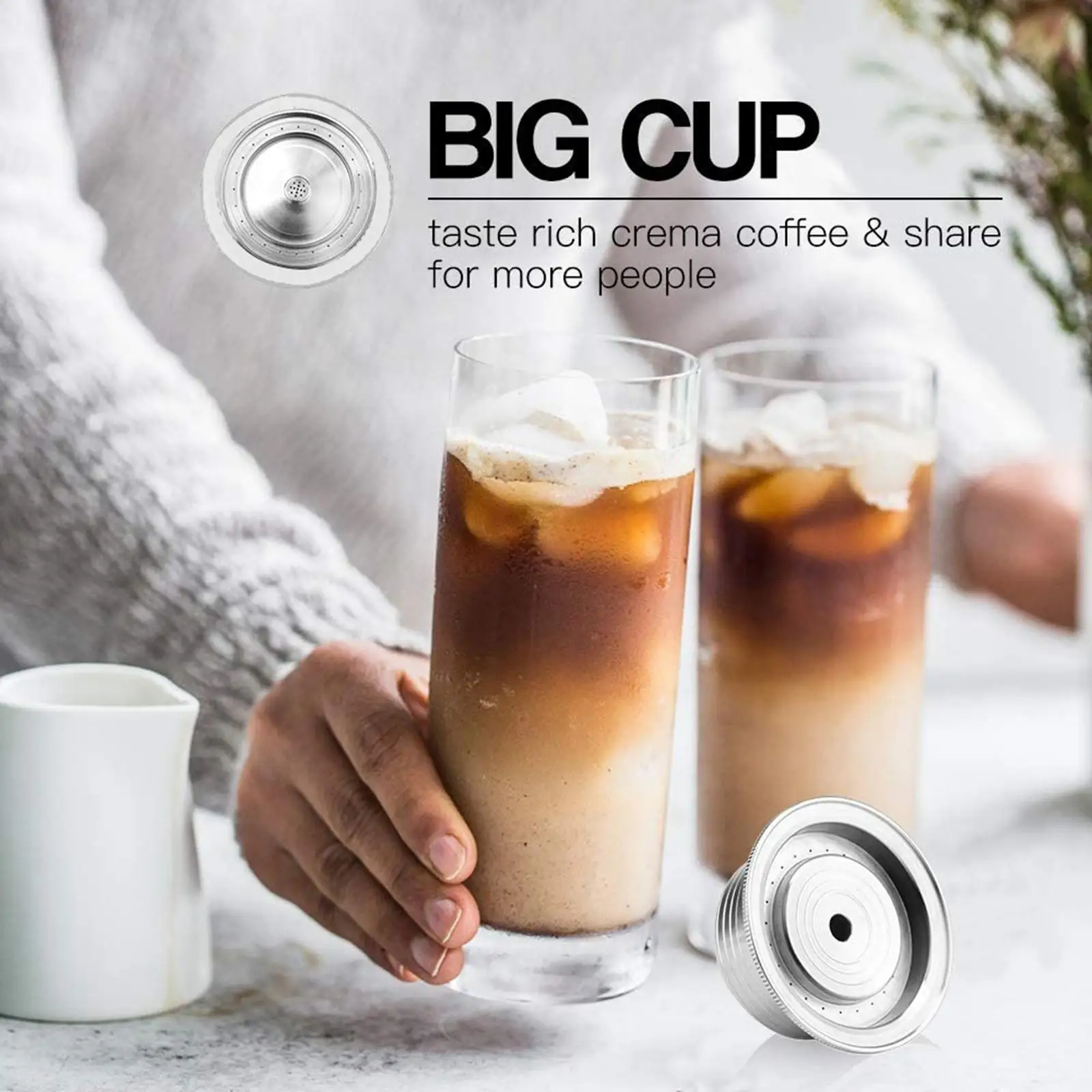 Refillable Coffee Capsule Filter, Espresso Machines Parts Stainless Steel for ENV150
Refillable Coffee Capsule Filter, Espresso Machines Parts Stainless Steel for ENV150