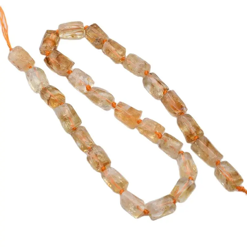 

9-10mm Natural citrine irregular stone beads For DIY Necklace Jewelry Making Loose 15" Free Shipping