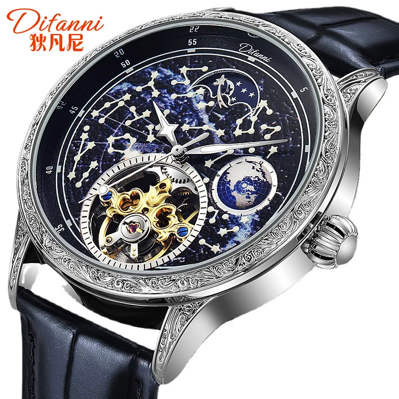 Starry Sky Watch Men's Mechanical Automatic Watch Galaxy Sun Moon Star Waterproof Luminous Leather Strap Clock relogio masculino
Starry Sky Watch Men's Mechanical Automatic Watch Galaxy Sun Moon Star Waterproof Luminous Leather Strap Clock relogio masculino