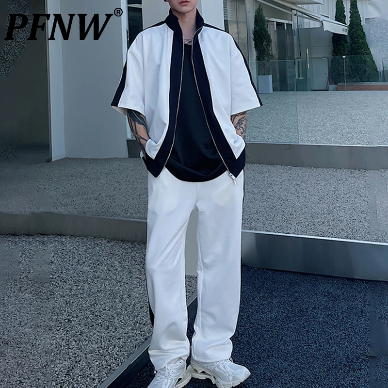 PFNW Summer Men's Contrast Color Sports Sets Casual Short Sleeve Zippers Tops Casual Drawstring Baggy Running Trousers 12A9329
PFNW Summer Men's Contrast Color Sports Sets Casual Short Sleeve Zippers Tops Casual Drawstring Baggy Running Trousers 12A9329