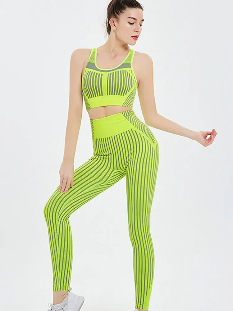 Women Fitness Bra Set High Waist Seamless Legging Two Piece Set Push Up Sexy Running Sportswear Workout Tracksuit Striped Nylon
Women Fitness Bra Set High Waist Seamless Legging Two Piece Set Push Up Sexy Running Sportswear Workout Tracksuit Striped Nylon