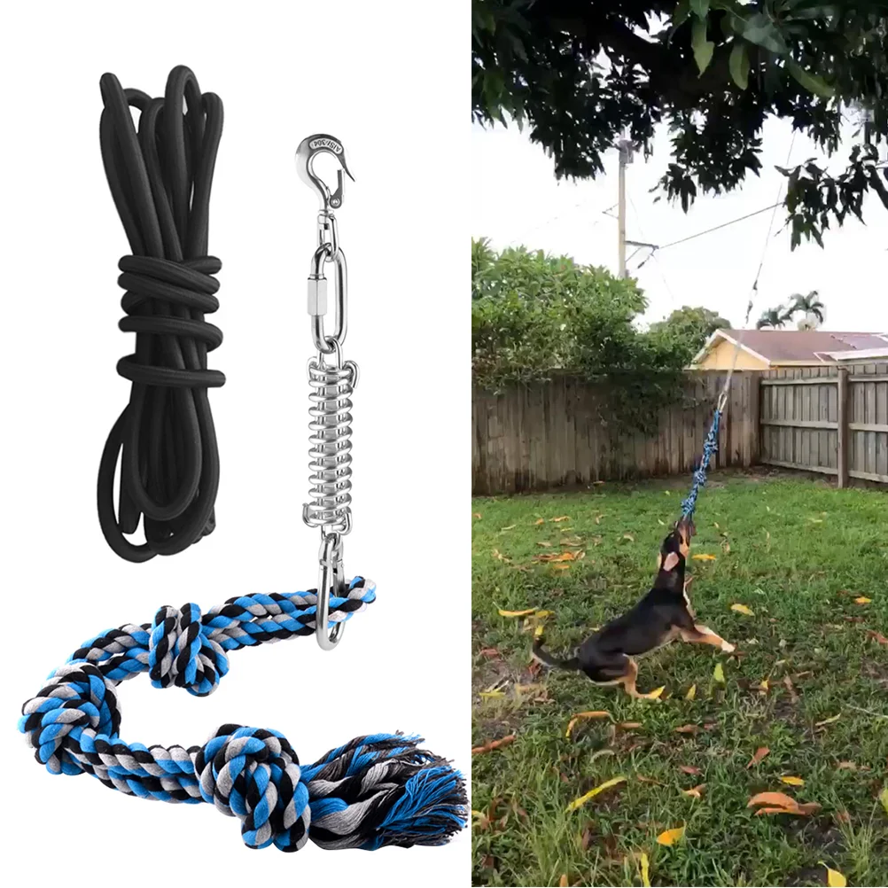 Pet Durable Stainless Steel Spring Pole Dog Rope Toys Hanging Exercise Rope with 5M Black Ropes
Pet Durable Stainless Steel Spring Pole Dog Rope Toys Hanging Exercise Rope with 5M Black Ropes