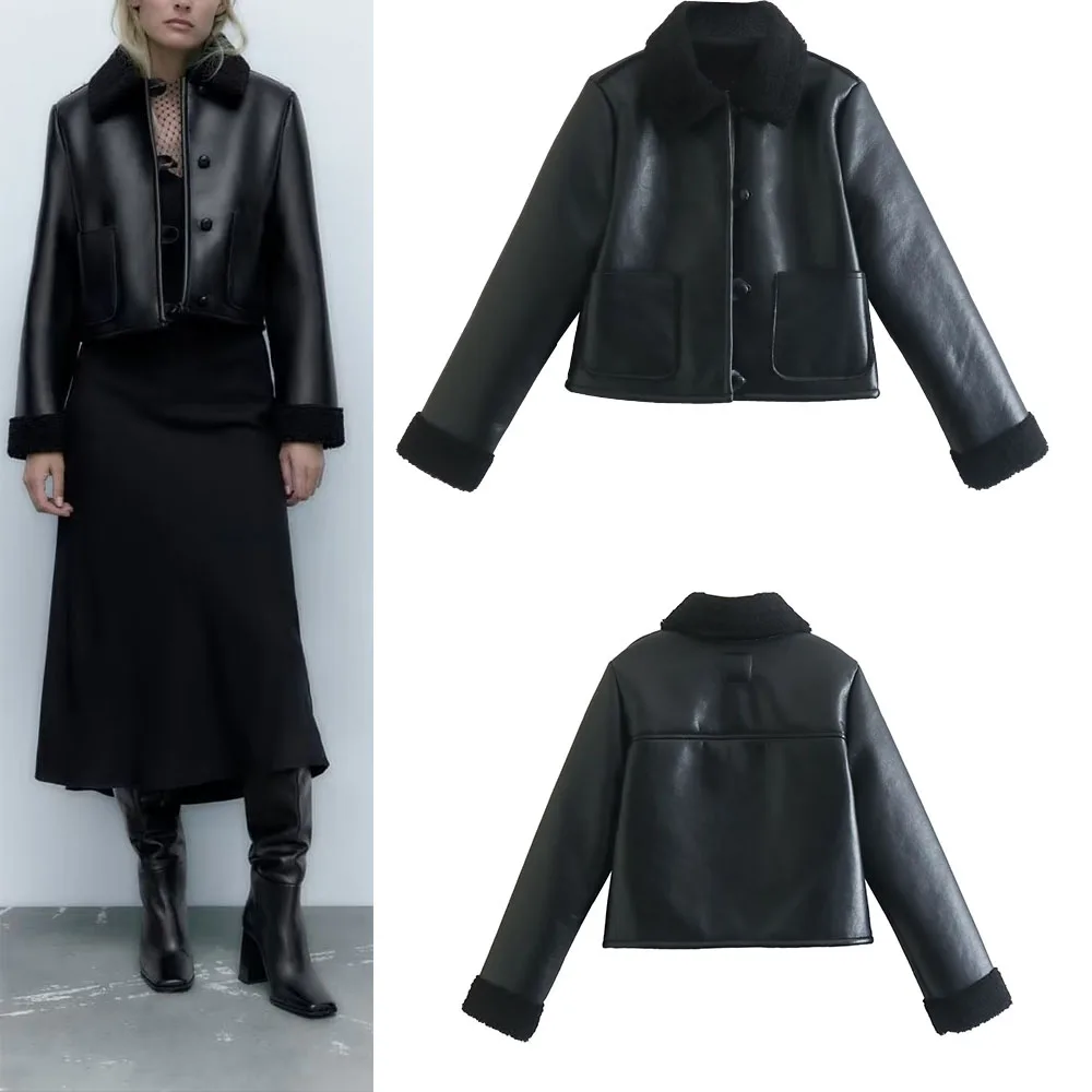 Новинка Осень-Зима Женская Черная меховая темпераментная Слитная короткая двойная искусственная теплая кожаная куртка
Новинка Осень-Зима Женская Черная меховая темпераментная Слитная короткая двойная искусственная теплая кожаная куртка