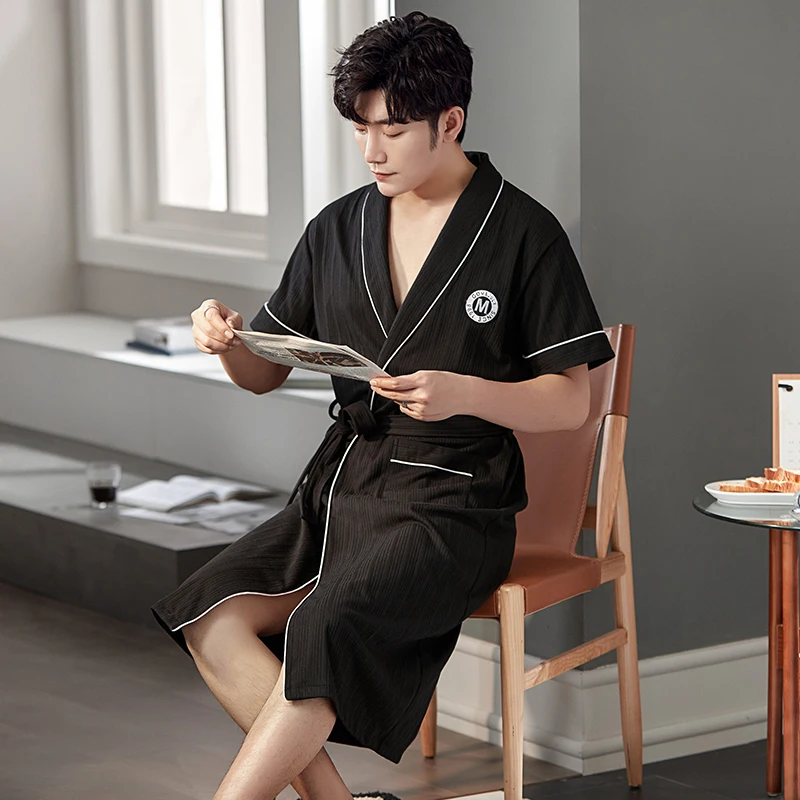

Халат мужской с длинным V-образным вырезом, пикантный хлопковый Халат, банный халат, одежда для ванной, шорты-кимоно, халаты с рукавом для мужчин