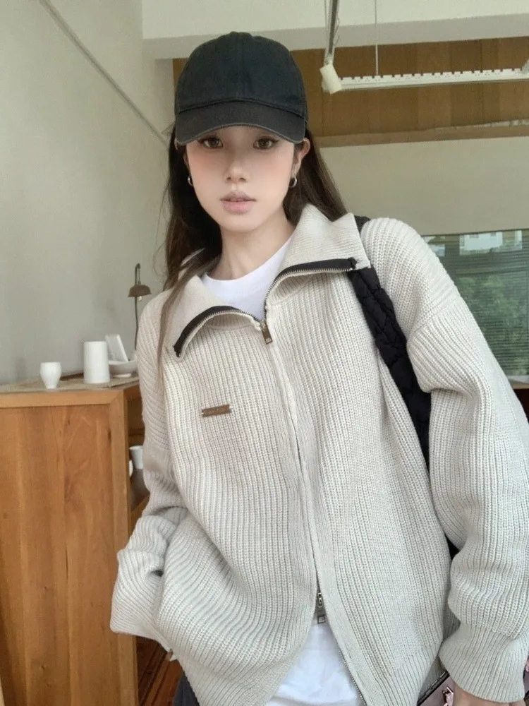 HOUZHOU Korean Fashion Streetwear Casual Knitted Cardigan Vintage Solid Minimalist Lapel Collar Zipp Loose Sweater Harajuku 2023
HOUZHOU Korean Fashion Streetwear Casual Knitted Cardigan Vintage Solid Minimalist Lapel Collar Zipp Loose Sweater Harajuku 2023