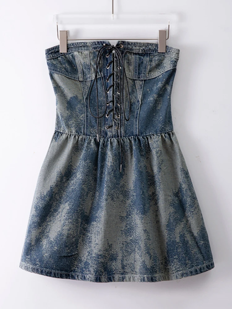 DEAT Women's Strapless Lace-up Tie-dye Short Tank Tops High Waist Multiple Pockets Split Skirt 2023 Autumn New Fashion 29L2906
DEAT Women's Strapless Lace-up Tie-dye Short Tank Tops High Waist Multiple Pockets Split Skirt 2023 Autumn New Fashion 29L2906