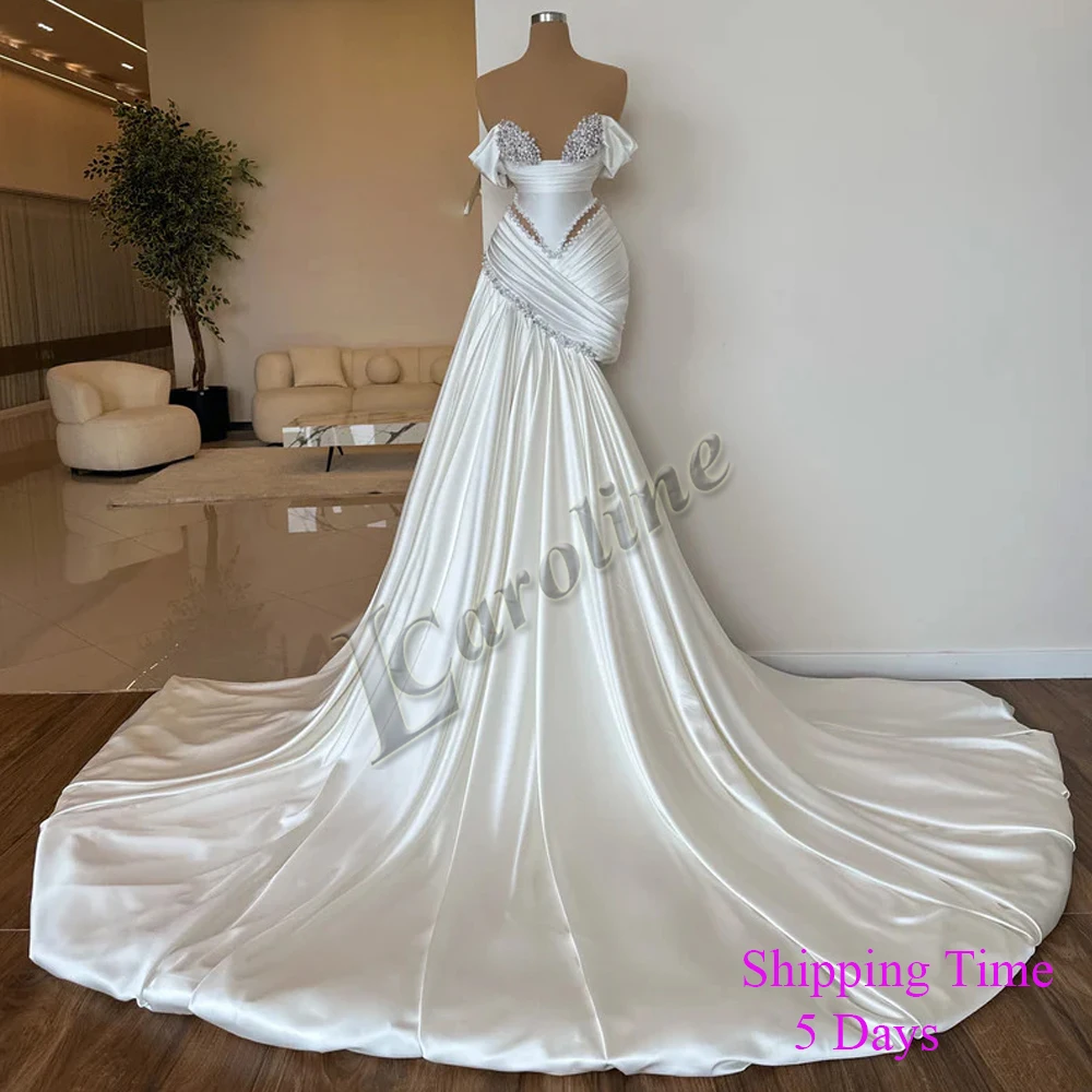 Caroline Pure Exquisite Satin Pageant Wedding Party Dresses For Women Beadings Court Train Cut-out Custom Made Vestido De Fiesta
Caroline Pure Exquisite Satin Pageant Wedding Party Dresses For Women Beadings Court Train Cut-out Custom Made Vestido De Fiesta