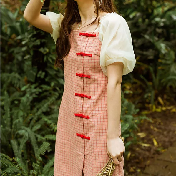 French Retro Chinese Style Cheongsam Dress High Waist Short Sleeve Pink Stand Straight Dress Streetwear Women Fairy Dress Sweet
French Retro Chinese Style Cheongsam Dress High Waist Short Sleeve Pink Stand Straight Dress Streetwear Women Fairy Dress Sweet