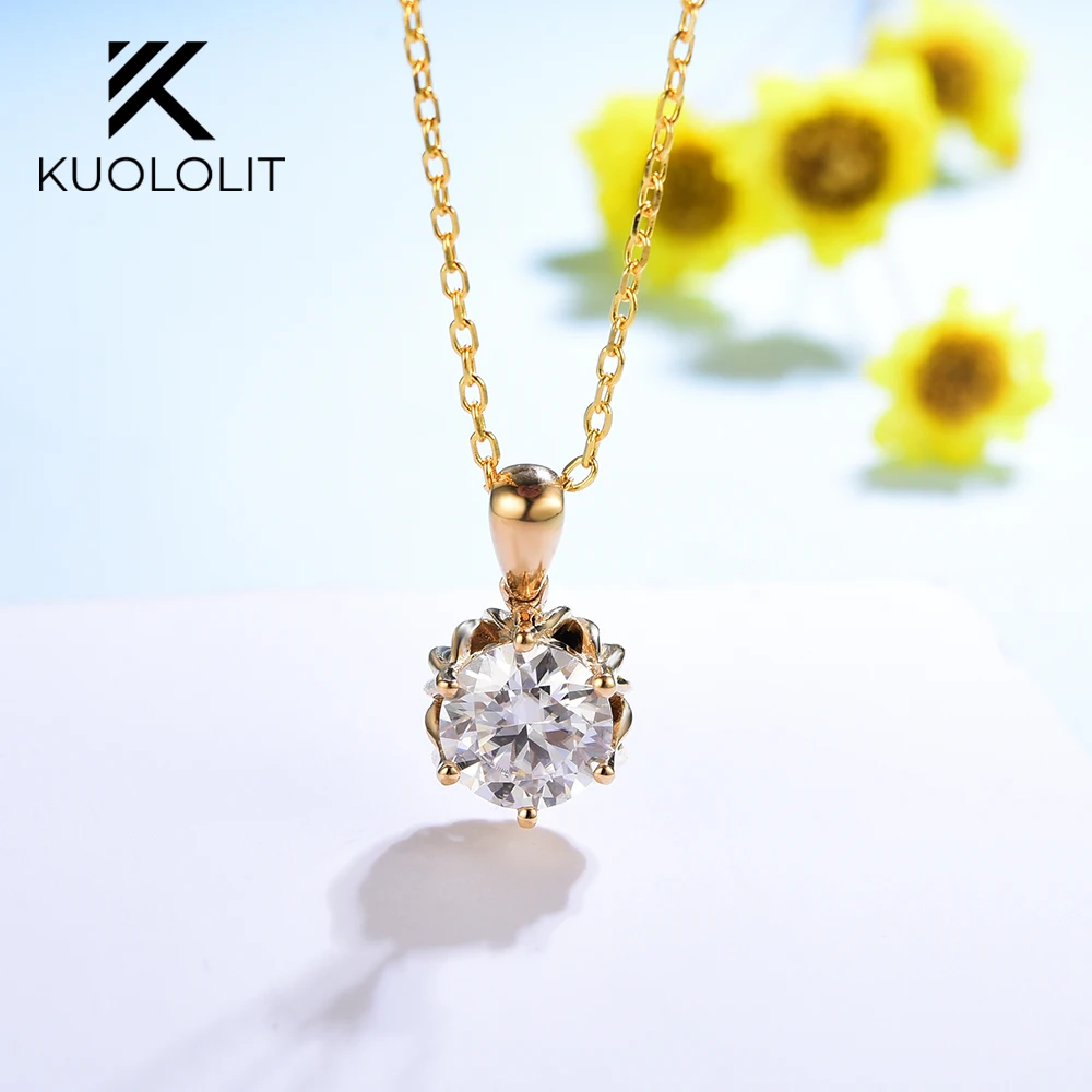 

Куолит Moissanite ожерелья для женщин Твердые 10 к 14 к 18 К 925 серебро круглой формы Moissanite кулон с цепочкой для помолвки