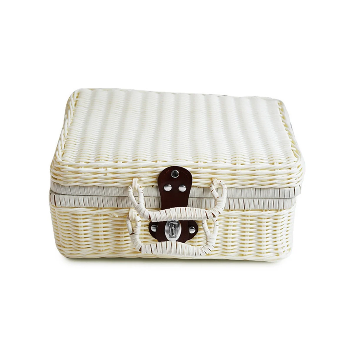 Retro Imitation Rattan Picnic Basket Woven Suitcase Hand Woven Photography Props Storage White
Retro Imitation Rattan Picnic Basket Woven Suitcase Hand Woven Photography Props Storage White