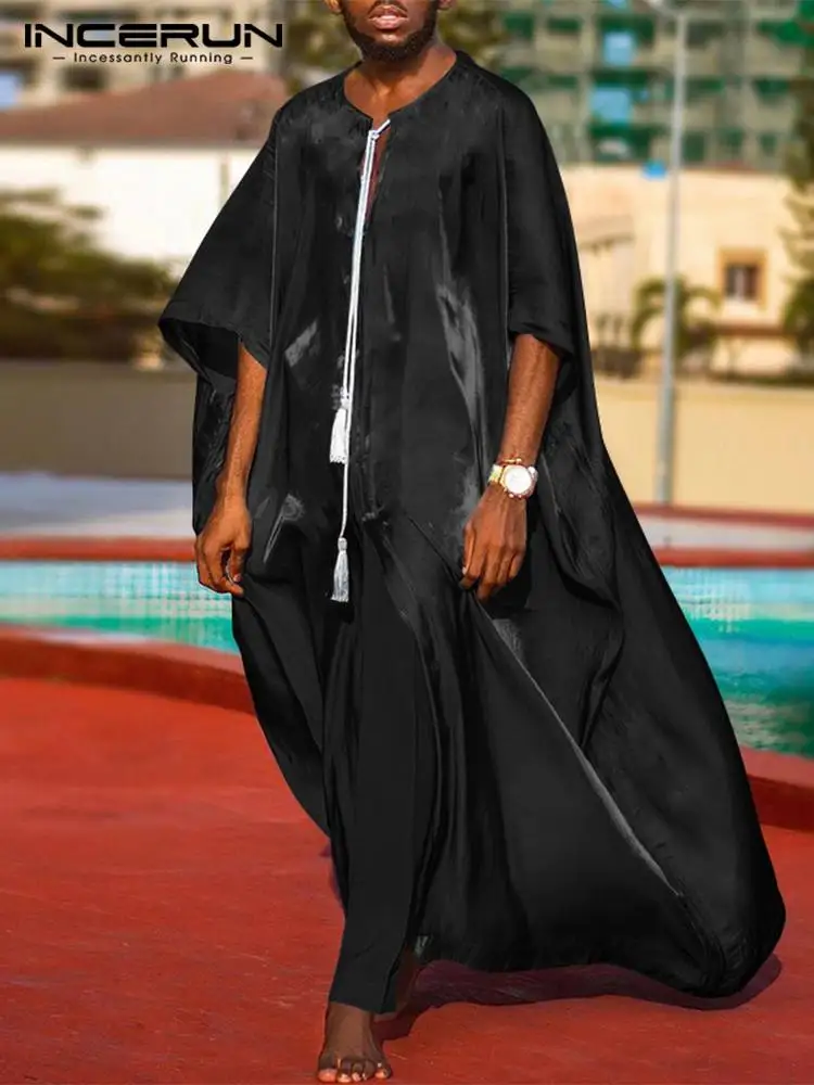 INCERUN Men Muslim Kaftan Solid Lace Up O-neck Short Sleeve Casual Islamic Arabic Jubba Thobe Men 2022 Fashion Robes Caftan 5XL
INCERUN Men Muslim Kaftan Solid Lace Up O-neck Short Sleeve Casual Islamic Arabic Jubba Thobe Men 2022 Fashion Robes Caftan 5XL