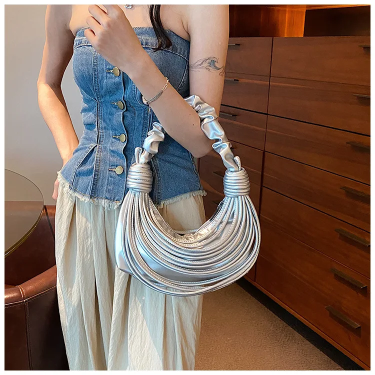 

Fold handbag for women 2023 new fashion single shoulder underarm bag niche fringe cross-body bag luxury knot bag
