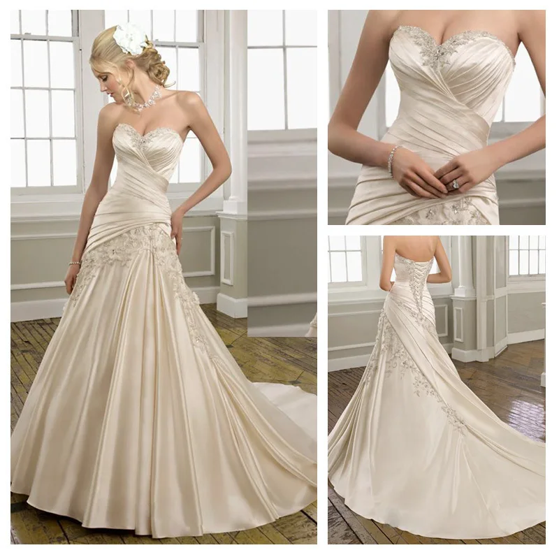 Sweetheart A-line Appliques Pleated and Crystal Chapel Train vestido de noiva robe de mariee 2018 mother of the bride dresses
Sweetheart A-line Appliques Pleated and Crystal Chapel Train vestido de noiva robe de mariee 2018 mother of the bride dresses
