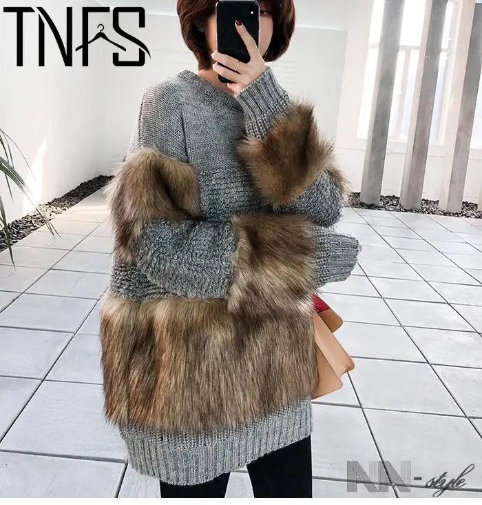TNFS Women Sweater Long Sleeve Fur patchwork sweater Irregular Knitted Sweater Pullovers Loose Autumn Winter Tops 2022
TNFS Women Sweater Long Sleeve Fur patchwork sweater Irregular Knitted Sweater Pullovers Loose Autumn Winter Tops 2022