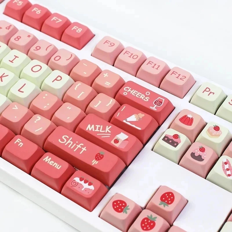 

Strawberry ThemePink Keycaps Cute PBT135 Keys XDA Profile for MX Switches Mechanical Gamer Keyboard for 61/68/82/87/98/104