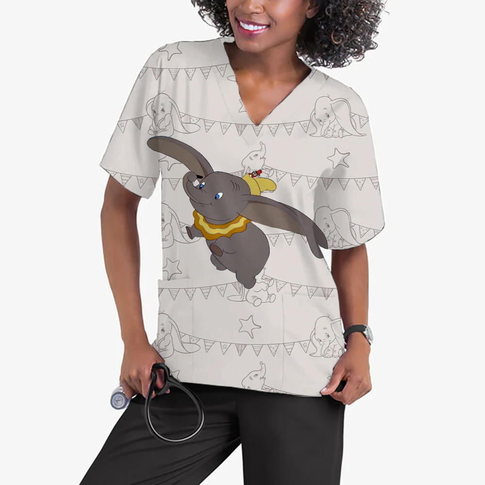 Printed Women's Disney Dumbo Short Sleeve V Neck Scrub Nurse Uniform Tops Veterinary Nursing Uniform Therapist Uniform
Printed Women's Disney Dumbo Short Sleeve V Neck Scrub Nurse Uniform Tops Veterinary Nursing Uniform Therapist Uniform