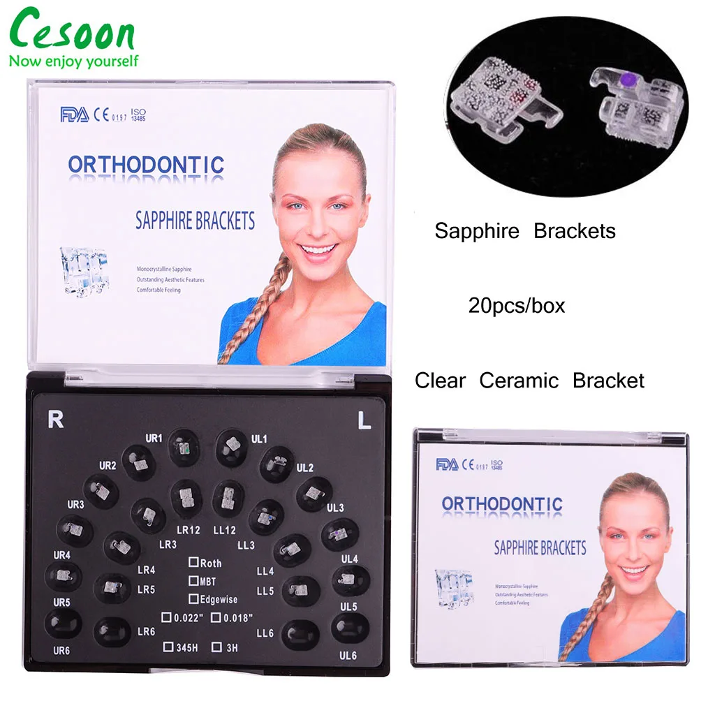 20Pcs Dental Orthodontic Clear Ceramic Sapphire Bracket Monocrystal Braces Mini Roth MBT 0.022 Slot 345 Hooks Dentist Supplies
20Pcs Dental Orthodontic Clear Ceramic Sapphire Bracket Monocrystal Braces Mini Roth MBT 0.022 Slot 345 Hooks Dentist Supplies