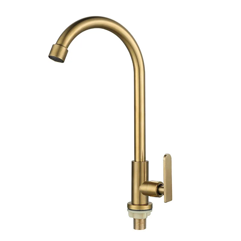 304 Stainless Steel Kitchen Faucet 360 Degree Rotation Spout High Arc Fast Opening Single Cold Water Sink Tap Gold Black Brushed
304 Stainless Steel Kitchen Faucet 360 Degree Rotation Spout High Arc Fast Opening Single Cold Water Sink Tap Gold Black Brushed
